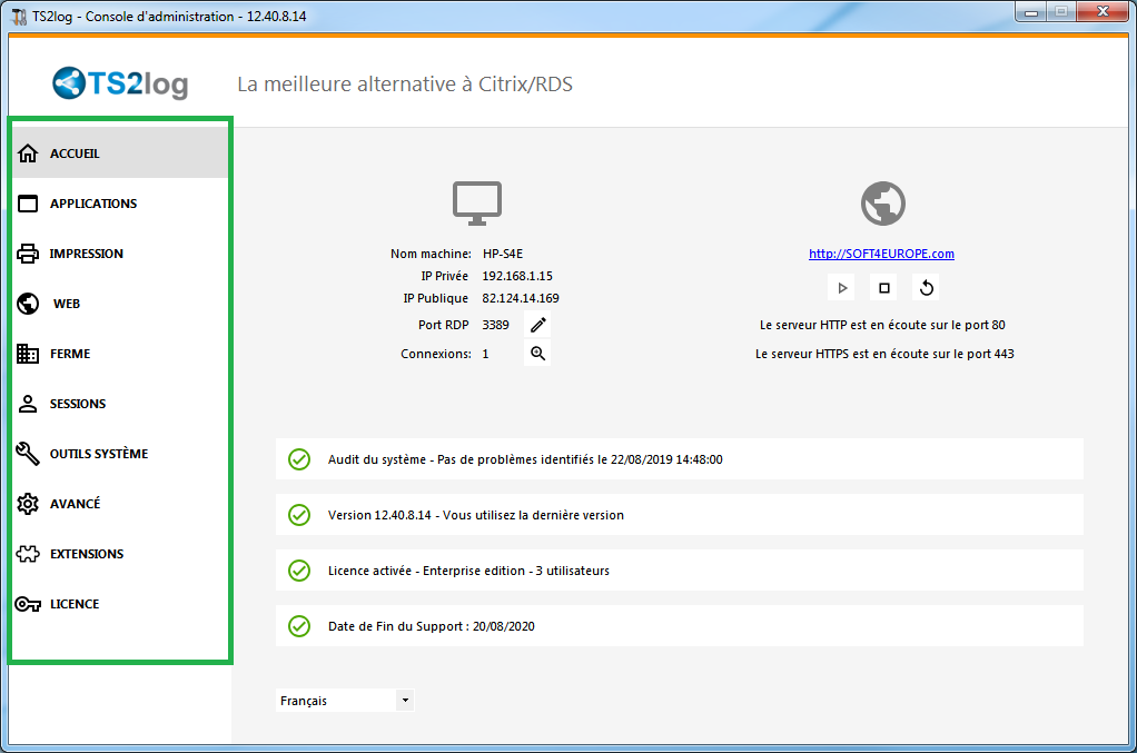Admin Tool Home Screen
